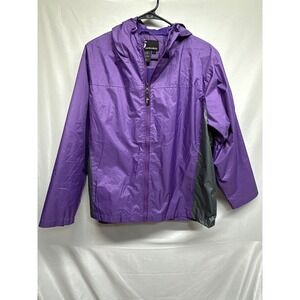 i5 Apparel Purple Gray Hooded Lightweight Windbreaker Jacket Women's Large
